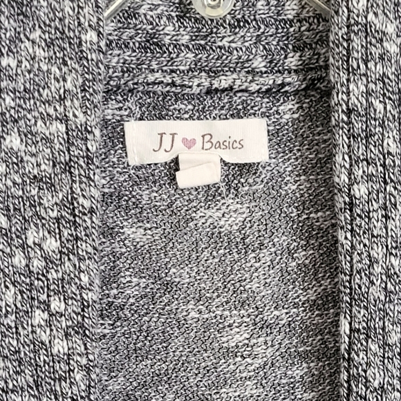 JJ Basics Shawl Collar Cotton Cardigan | Black White - Picture 7 of 8